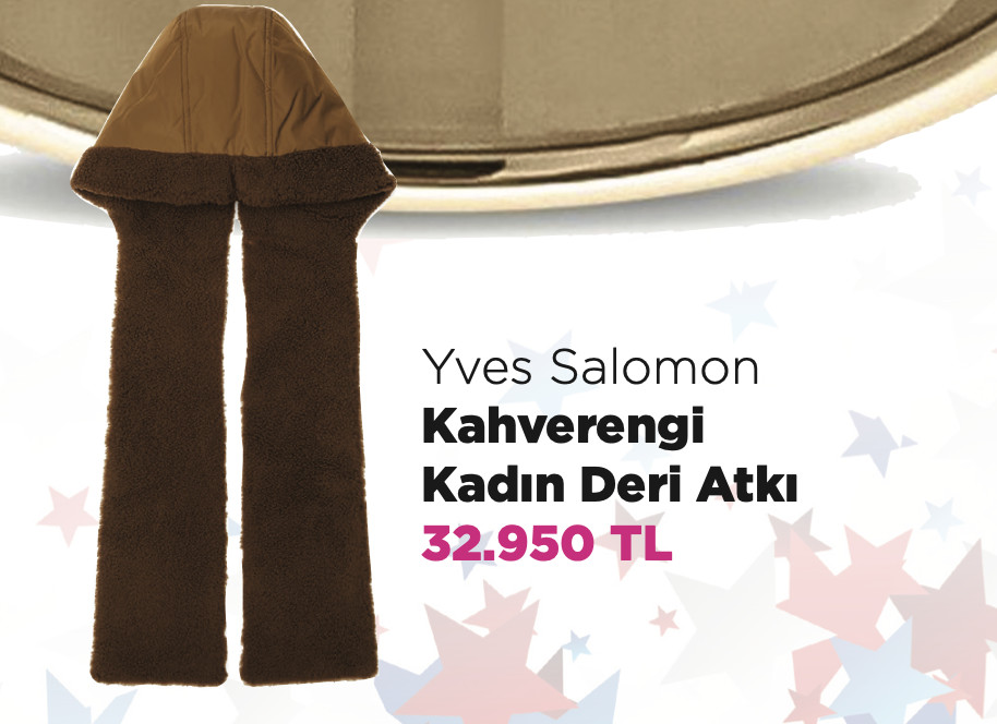 Yves Salomon - Kahverengi Kadın Deri Atkı - 32.950 TL